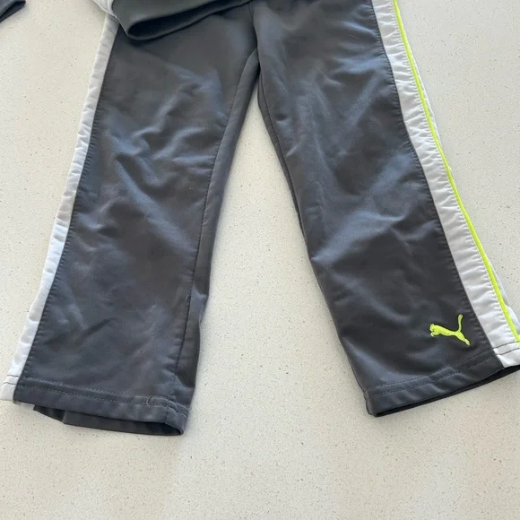 Puma kids tracksuit. Gray, white and neon yellow. 4T - Picture 2 of 7